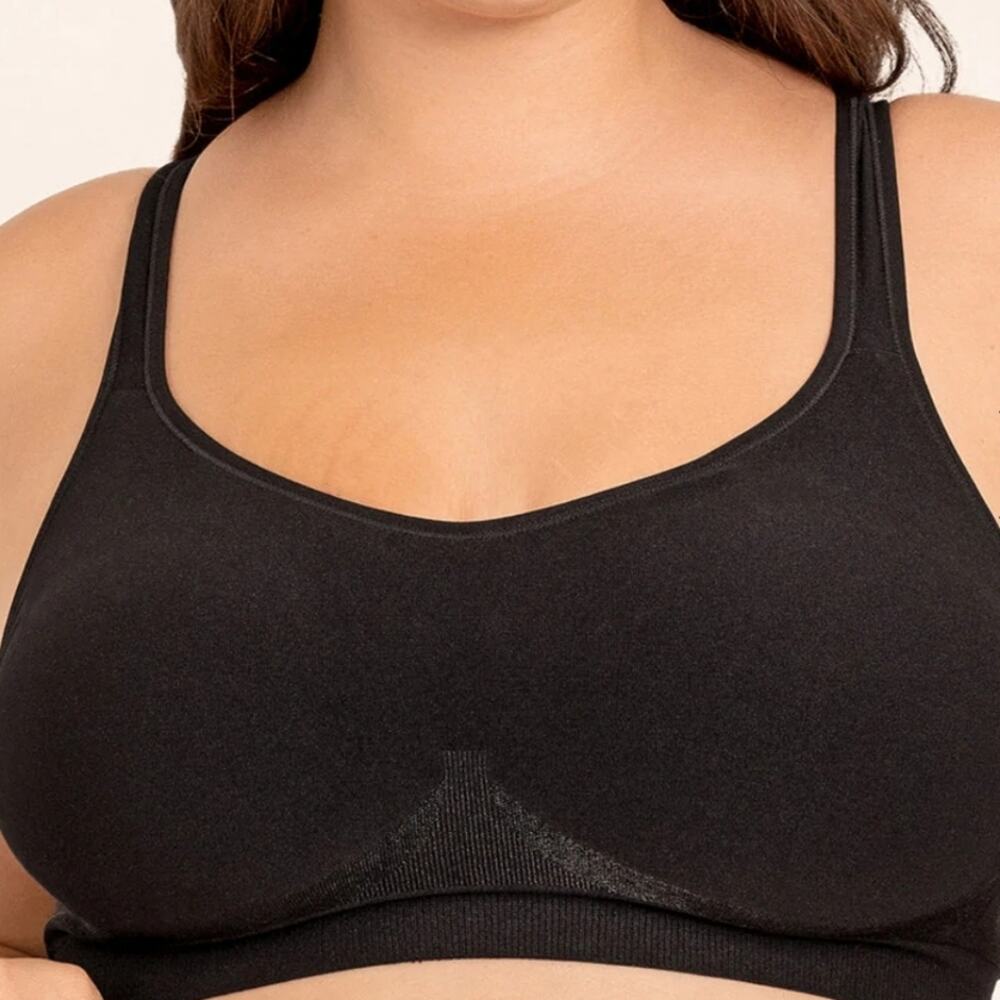 NEW TrueKind Daily Comfort Wireless Shaper Bra Large Black, Back Closure